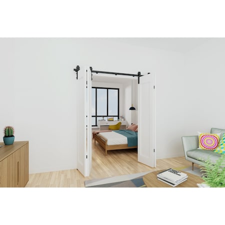 Quiet Glide Black 72 in. Double Bi-Fold Front Mount Sliding Barn Door Track and Hardware Kit NT.BF1500.FM.08-6-2